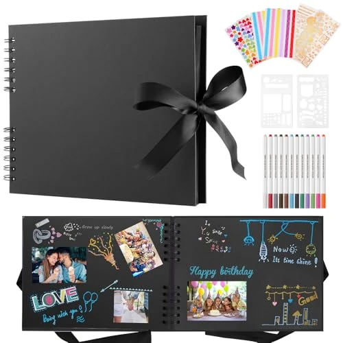Offerta a tempo: Album Fotografico Scrapbooking, 80 Pagine Nere, Portafoto DIY, Nero - 19% da 20.99 € a 16.99 €