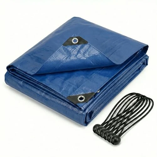 Offerta a tempo: CoverUp! Telo impermeabile blu 3 x 3 200 g/m² con 10 gomas di fissaggio e occhielli in alluminio – extra resistente UV e strappi – copertura premium - 0.00% da 14.43 € a 14.43 €