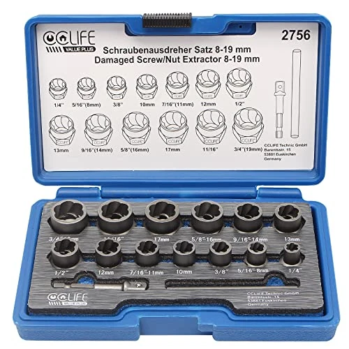 Limited-time offer: CCLIFE 13 pcs Universal Nut Removal Tool Bolt Damaged Extractor Set from 36.04 £ to 36.04 £ (save 0.00%)