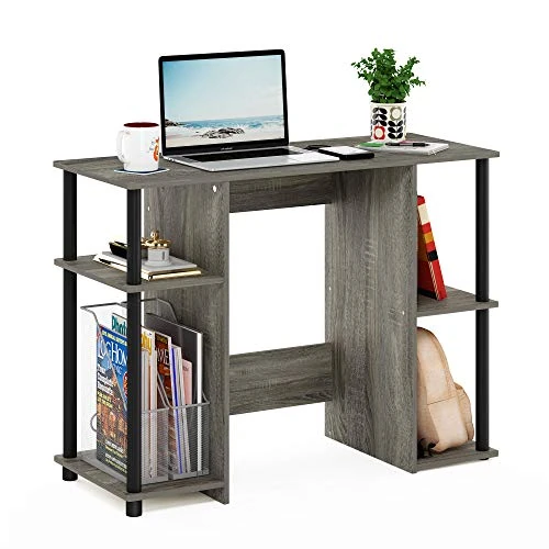 Offerta a tempo: FURINNO Scrivania, Rovere Francese Grigio/Nero - 0.00% da 89.19 € a 89.19 €