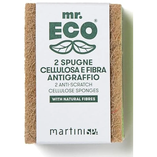 Offerta a tempo: martini SPA - Mr Eco - Spugna doppia azione, cellulosa e fibra antigraffio, colore verde e marrone, 10x7x2 cm, 32g, 2 unità - Made in Italy - - 37% da 3.96 € a 2.49 €