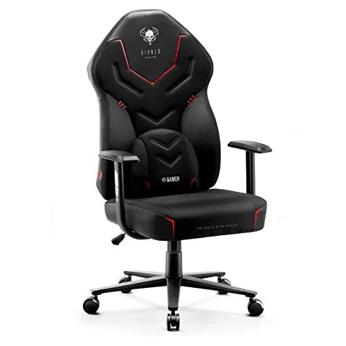 Offerta a tempo: DIABLO X-Gamer 2.0 Sedia Gaming Gamer da Ufficio Design Ergonomico Cuscino Lombare Rivestimento in Tessuto Braccioli Confortevoli (Nero) - 28% da 229.99 € a 164.99 €