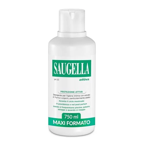 Saugella Attiva - Detergente Intimo a pH 3.5 con Estratto di Timo, 750ml