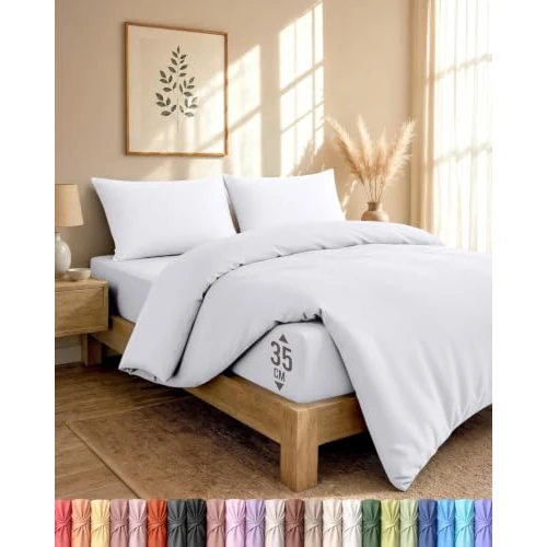 Zeitlich begrenztes Angebot: Utopia Bedding 4teilig Bettwäsche-Set - Weiches gebürstetes Mikrofaser-Gewebe - Bettbezug (200x200cm), Spannbetttuch (135x190cm) mit Kissenbezug (50x75cm), Weiß von 16.99 € auf 16.14 € (5% Rabatt)