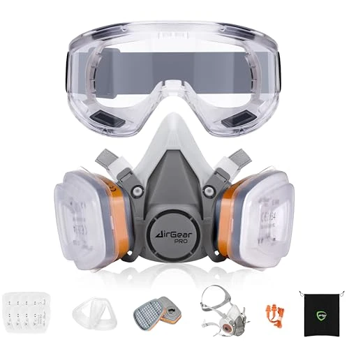 Offerta a tempo: AirGearPro G-500 A1P2 Maschera Antigas Antipolvere con Filtri e Occhiali - 0.00% da 32.99 € a 32.99 €