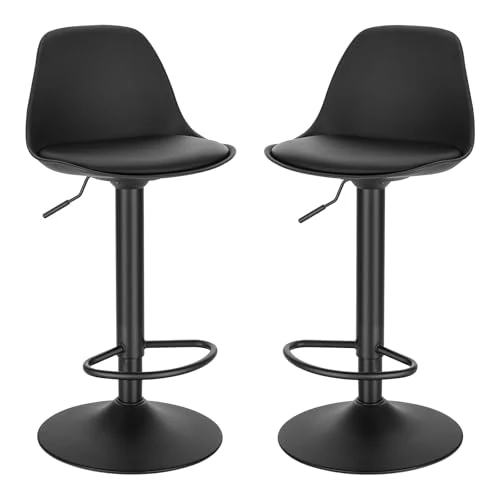 Offerta a tempo: EUGAD Coppia Sgabelli Cucina, con Schienale, Regolabile, Simipelle, Nero - 5% da 89.99 € a 85.49 €