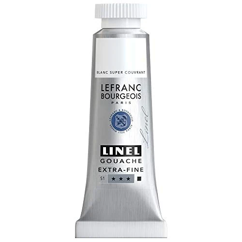 Offerta a tempo: Lefranc Bourgeois 301229 Linel Gouache - Acquerelli extra fini e lisci con massima intensità di colore, luminosità per un'applicazione senza striature, tubo da 14 ml - Bianco Coprente - 9% da 6.50 € a 5.89 €