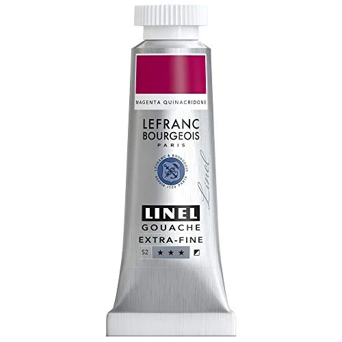 Lefranc Bourgeois 301180 Linel Gouache Extra Fine and Smooth Watercolours with Maximum Colour Intensity, Luminosity for Streak-Free Application, 14 ml Tube - Quinacridone Magenta