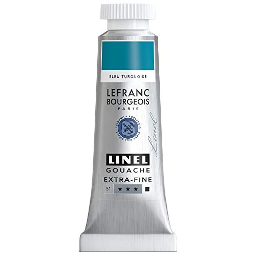 Offerta a tempo: Lefranc Bourgeois 301196 Linel Gouache - Acquerelli extra fini e lisci con massima intensità di colore, luminosità per un'applicazione senza striature, tubo da 14 ml - Blu Turchese - 0.00% da 14.27 € a 14.27 €