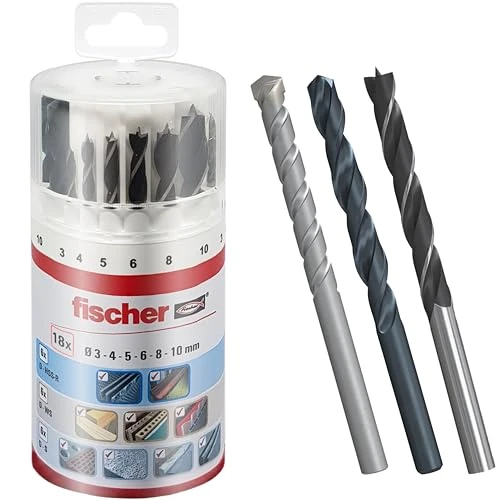 Offerta a tempo: Fischer Kit di Punte Professionale per Trapano 18 Pezzi, Versatili per Muro, Legno, Metallo, Set Assortito con Diametri da 3 a 10mm, Alta Qualità e Durata, per Fai-Da-Te e Professionisti, 530667 - 15% da 16.90 € a 14.31 €