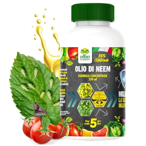 Offerta a tempo: Albagarden - Olio Di Neem Per Piante - Naturale Puro Contro Insetti Funghi Acari Afidi Cimici Pidocchi Ragnetto Cocciniglia Zanzare - Concentrato X 250 ml - 28% da 16.90 € a 12.25 €