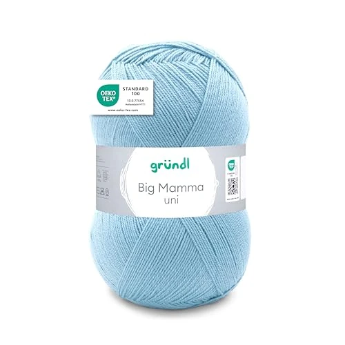 Gründl Big Mamma Wool Plain - XXL Wool for Knitting - Knitting Yarn - Soft and Skin Friendly - 100% Polyacrylic - 1 Ball 400 g / 1040 m - Needle Size 3.5-4.5 - Ice Mint