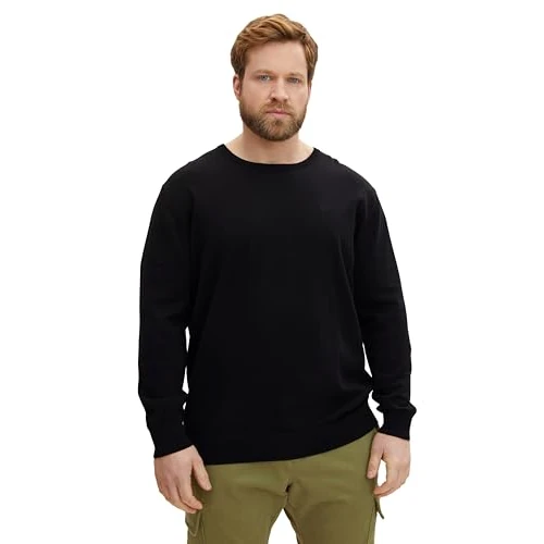 Begrenztes Angebot: TOM TAILOR Herren Plussize Basic Strickpullover mit Crewneck von 21.00 EUR auf 21.00 EUR (Rabatt 0%)