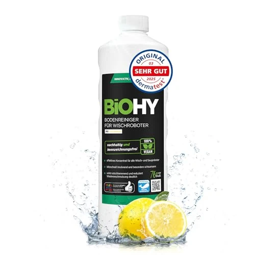 BiOHY Limpiador pisos para robots limpiadores (1 botella de 1 litro) | Concentrado para todos robot aspirador con función húmeda - sostenible y ecológico (Wischroboter)