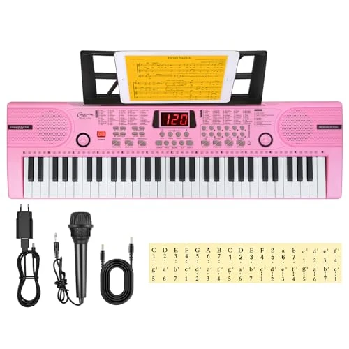 Offerta a tempo: Hricane Tastiera digitale a 61 tasti (Rosa, Bambini) - 17% da 59.99 € a 49.99 €