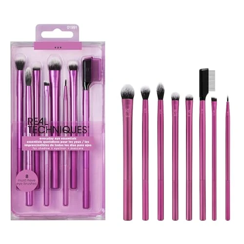 Oferta limitada: Real Techniques Juego de brochas de maquillaje Everyday Eye Essentials, brochas de ojos para delineador, sombra de ojos, cejas y pestañas, juego de 8 piezas de 14.49 EUR a 12.94 EUR (ahorro 11%)