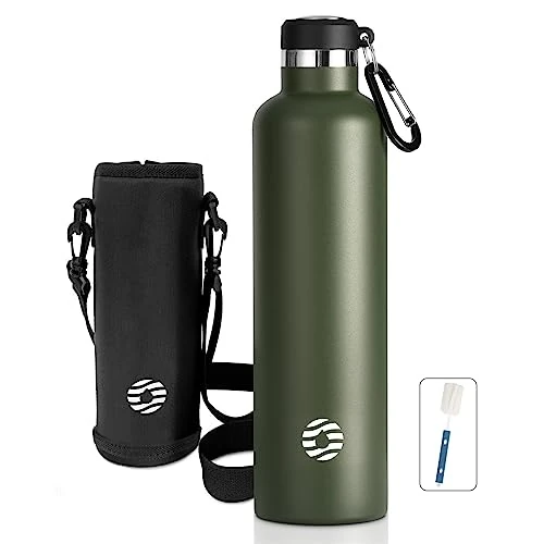 Tijdelijke aanbieding: FEIJIAN Waterfles 750ml/1L + rugzak, Roestvrij staal Drinkfles, gemakkelijk te reinigen, lekvrije thermische fles - BPA-vrije waterflessen, voor school, sport, kamperen, yoga van 22.99 € naar 22.99 € (0.00% korting)