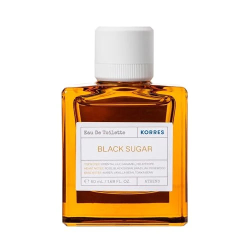 Offerta a tempo: KORRES BLACK SUGAR Eau de Toilette da donna, fragranza femminile floreale, dolce, lussuosa e orientale, 88% ingredienti naturali, vegan, 50ml - 61% da 48.90 € a 18.90 €