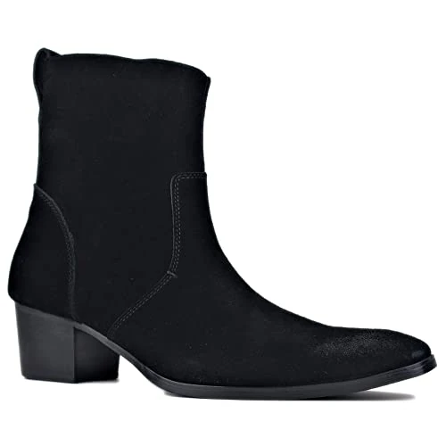 COWSDELLA Botas Hombre Moto Cuero de Moda Vestir Hombre Tacones Altos Botines con Cremallera