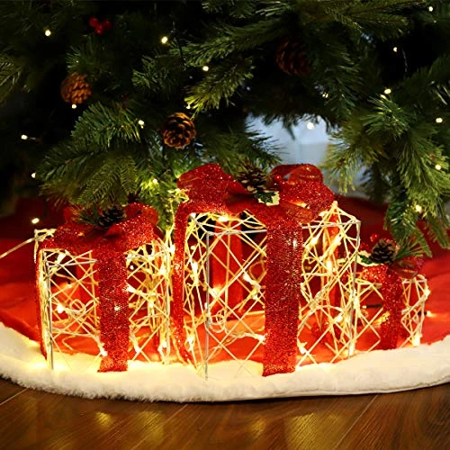 Offerta a tempo: SALCAR Confezione regalo con decorazione LED da 3 pezzi, 20/14/10 cm Scatole luminose 8 modalità, Decorazione natalizia - Bianco caldo - 58% da 39.99 € a 16.99 €