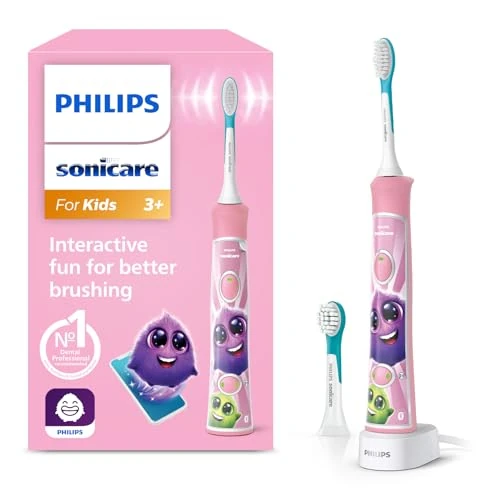 Oferta ograniczona: Philips Sonicare For Kids, elektryczna szczoteczka soniczna z aplikacją, dla dzieci w wieku od 3 lat, z funkcją SmarTimer i QuadPacer dla dokładnego czyszczenia, kolor różowy, model HX6352/42 z 151.98 PLN na 151.98 PLN (zniżka 0%)