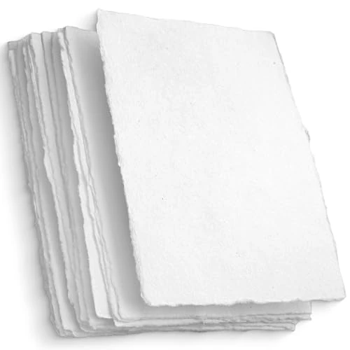 Offerta a tempo: Carta di Cotone Fatta a Mano A6 con Bordi Irregolari – 50 Fogli | Carta Artistica per Acquerello, Media Mista, Inviti, "Save The Date", Appunti, Arti, Biglietti e Disegno – 150 GSM - 0.00% da 19.95 € a 19.95 €
