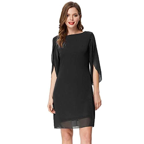 Offre limitee: GRACE KARIN Femme Robe Léger en Mousseline à Col Rond et Manches 3/4 Fendues V-Back Elégante Robe Confortable CL010888-1_XL,Gris-a de 32.99 EUR a 26.39 EUR (economie 20%)