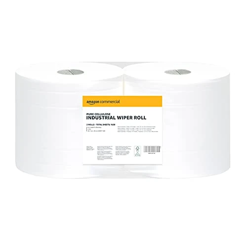Offerta a tempo: AmazonCommercial Asciugatutto Rotolo Industriale Cellulosa 2 Veli 2 Rotoli (1 Confezione) 815 Fogli Per Rotolo Dimensioni Del Foglio: 25,7cm x 36cm - 15% da 25.89 € a 22.01 €