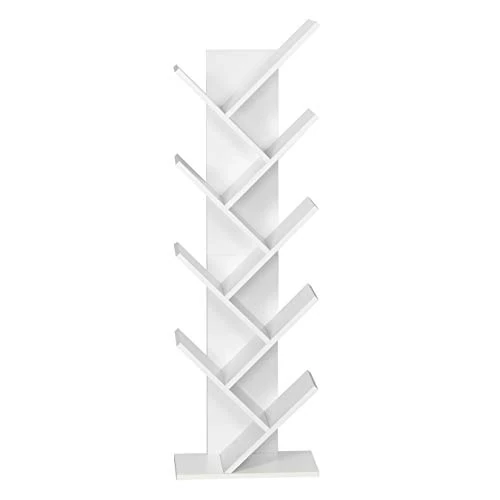 Offerta a tempo: Meerveil Libreria, Scaffale in Legno ad Albero Moderna 8 Piani Autoportante per Soggiorno Libreria 40 x 20 x 127 cm Bianco - 43% da 79.99 € a 45.99 €