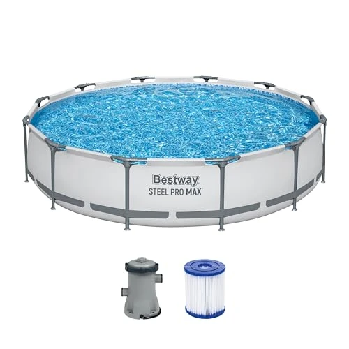 Oferta limitada: Bestway Steel Pro MAX Frame - Juego de Piscina con Bomba de Filtro, diámetro de 366 x 76 cm, Color Gris Claro, Redondo de 179.95 € a 159.90 € (ahorro 11%)