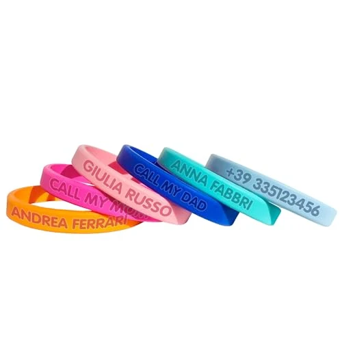 Offerta a tempo: Stellasticker - Braccialetto SOS personalizzabile per bambini con nome e numero di telefono, resistente, impermeabile, senza inchiostro. Ideale al mare, vacanze e gite. Diversi colori e dimensioni - 0.00% da 7.95 € a 7.95 €