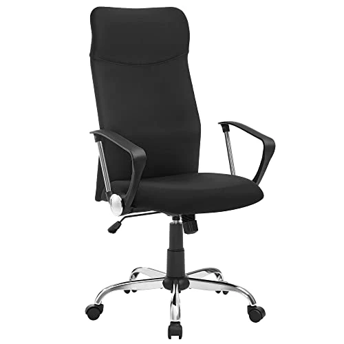 SONGMICS Office Chair, Ergonomic Chair, Swivel Seat, Padded Seat, Adjustable Height and Recliner, Load Capacity 120 kg, Black OBN034B01