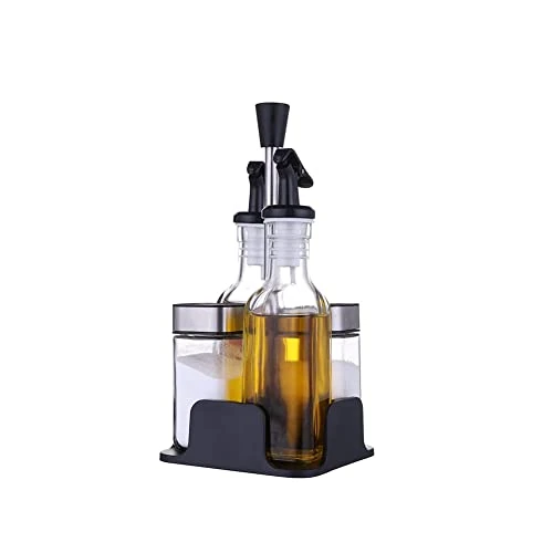 Offerta a tempo: BaoWnylz Set Olio Aceto Sale Pepe ( da 5 Pezzi), Il Design a Rotazione della Copertina, può Utilizzare Una varietà di Metodi di Dumping,Oliera Vetro - 0.00% da 22.99 € a 22.99 €