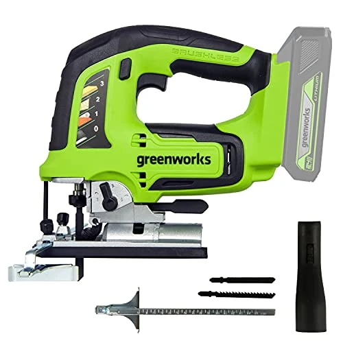Oferta limitada: Greenworks GD24JS Sierra de Calar a Batería, 3000spm, Base Ajustable hasta 45°, Accesorio de Aspiración, SIN Batería de 24V y Cargador, Garantía de 3 Años de 89.15 EUR a 89.15 EUR (ahorro 0%)