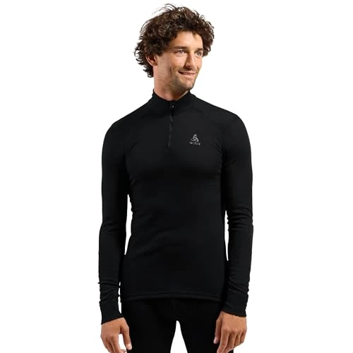Offerta a tempo: Odlo Active Warm Maglia Termica a Maniche Lunghe con Mezza Zip da Uomo | Base layer caldo con mezza zip, traspirante e antiodore per sci - 42% da 64.95 € a 37.97 €