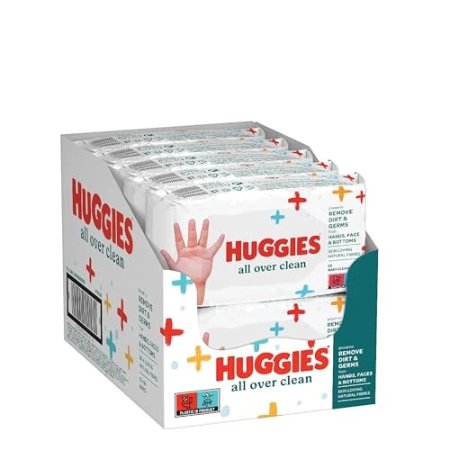 Huggies All Over Clean - Toallitas húmedas para bebé, 56 piezas, paquete de 10 (10 paquetes de 56 unidades, total 560 toallitas) (seguras para la cara, las manos y el funduleto)