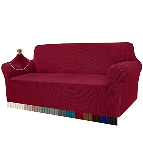 Offre limitée : Granbest Housse de canapé Moderne en Tissu Jacquard élastique pour Le Salon Protection pour Chiens et Animaux domestiques (3 Places, Bordeaux) de 32.67 € à 30.99 € (5% de remise)