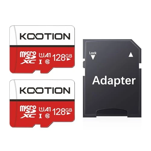 KOOTION Karty micro SD 128 GB, 2 sztuki, karta pamięci U1 Class 10 Mini SD 128 G, 2 sztuki w opakowaniu, karty MicroSDXC, karty pamięci, 2 szt. (A1 UHS-I 4K) karta microSD do aparatów, telefonów