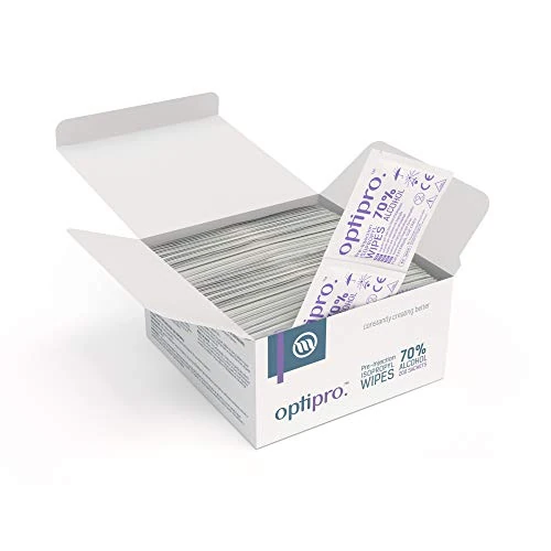 Offerta a tempo: Salviettine Sterilizzanti Monouso OptiPro | Salviette Disinfettanti Monouso Pre-Iniezione Con Alcol Isopropilico 70% | Salviettine Confezionate Individualmente, Facili da Aprire | 200 pezzi - 0.00% da 18.99 € a 18.99 €