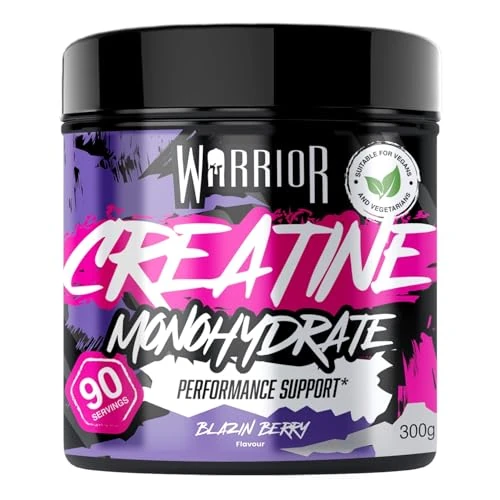 Offerta a tempo: Creatina monoidrato in polvere Warrior da 300 g - Nutrizione micronizzata - Migliora le prestazioni e il recupero (disponibile in compresse, non caramelle gommose) - Dose da 5 g (Blazin Berry) - 21% da 17.99 € a 14.15 €