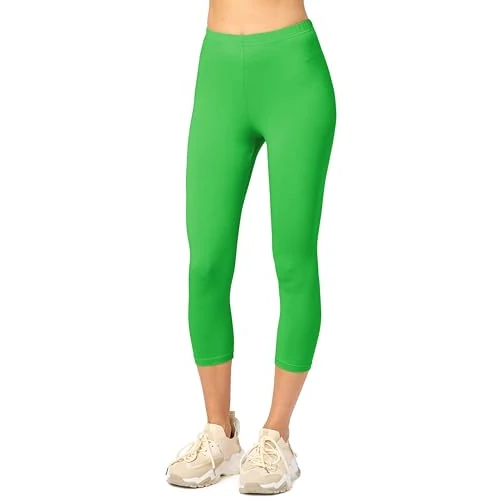 Merry Style Legging coton femme Confortable Souple Extensible 3/4 Legging femme court Tous les jours ou détente à la maison Vêtements pour femmes MS10-199 (Vert,S)