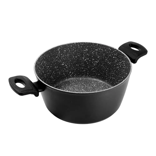 Offerta a tempo: zanetti, Casseruola Antiaderente Durapietra Black, Adatta a Tutti i Piani Cottura Incluso Induzione, Due Manici, Rivestimento Alto Spessore, Diametro 24 cm, Colore Grigio Scuro Metallizzato - 0% da 16.80 € a 16.80 €