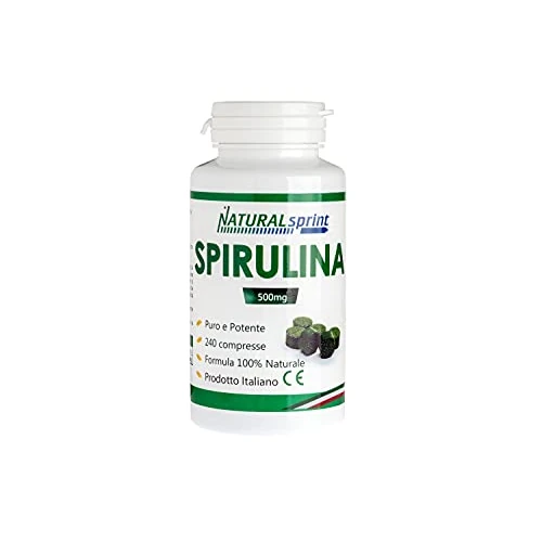 Natural Sprint - Alga Spirulina 240 compresse Vegan, No Ogm - Made in Italy integratore vegano proteico vitamine del gruppo B PRODOTTO & CONFEZIONATO IN ITALIA 100%