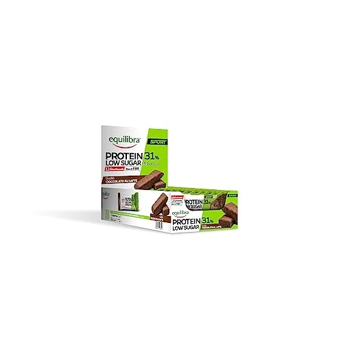Offerta a tempo: equilibra, Alimenti Proteici, Barrette Proteiche, 31% Proteine, 24x35g, Cioccolato al Latte, 124Kcal a Barretta, per il Mantenimento della Massa Muscolare, Senza Olio di Palma - 0% da 47.76 € a 47.76 €