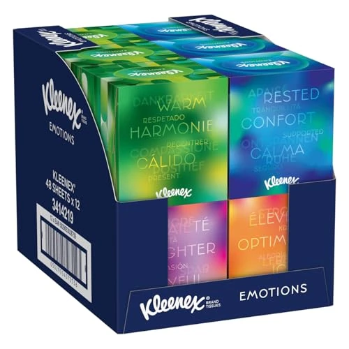 KLEENEX - Mouchoirs boîte cubique Collection (12 boites de 48 mouchoirs) - idéal pour décorer votre intérieur