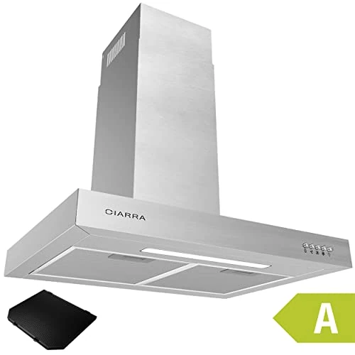 Limited-time offer: CIARRA CBCS6125 Class A Cooker Hood 60cm 370m³/h Recirculating Chimney Hood LED Lights 3 Speeds Stainless Steel Kitchen Extractor Fan with Carbon Filters from 103.33 GBP to 103.33 GBP (save 0%)