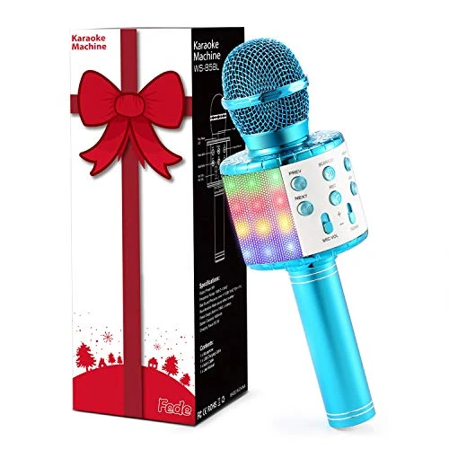Fede Karaoke-microfoon, draadloze bluetooth-microfoon voor kinderen, grappig cadeau, speelgoed voor tieners, meisjes en jongens, draagbare karaoke luidspreker, recorder voor smartphone, pc