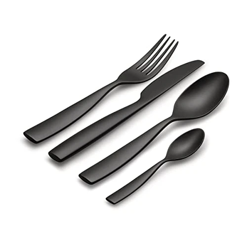 Offerta a tempo: Alessi Dressed en Plein Air MW74S4 B - Set di Posate con Decoro a Rilievo, Melammina, Nero - 25% da 17.00 € a 12.75 €