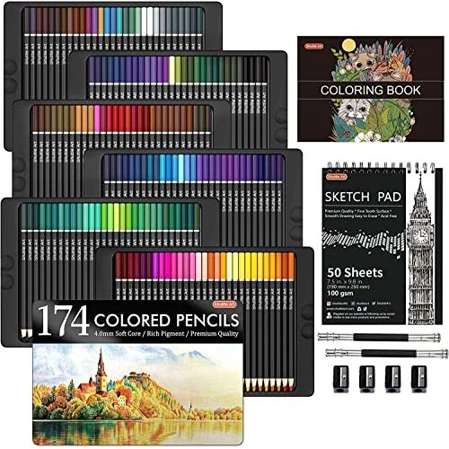Offre limitée : Shuttle Art 174 Crayon de Couleurs Professionnel avec Livre de Coloriage | Boîte en Métal, Crayons de Couleur pour Dessin, Esquisse, Coloration pour Amateurs, Professionnels de 41.99 € à 39.99 € (5% de remise)