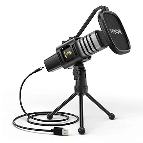 TONOR RGB USB Microphone, Cardioid Condenser Computer Mic, Pop Filter, Shock Mount for Conference, Gaming, Streaming, Podcast, Chatting, Compatible with Laptop, Desktop PC, with Desktop Stand, TC30